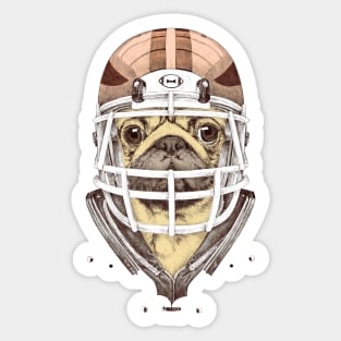 American Pug Football Yellow Sticker